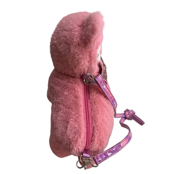 Wonder Nation Plush Pink Animal Backpack Purse For Kids With Adjustable Shiny St - Picture 7 of 7